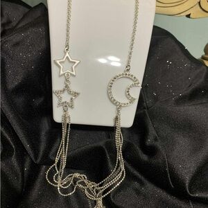 Silver Star and Moon Necklace